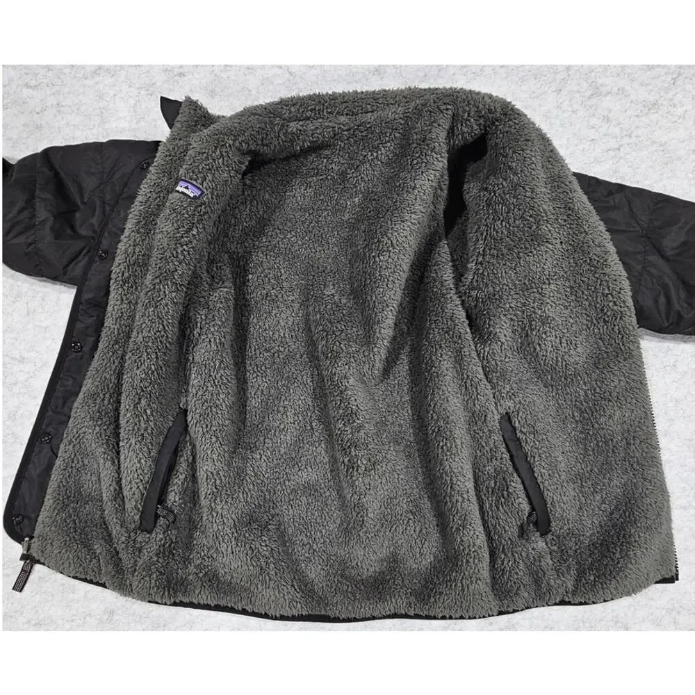Patagonia Kids Puffer Jacket, Reversable, Dream Song, Black/Gray, Size Kids L